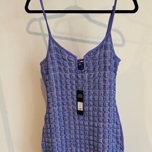 Purple Textured Sleeveless midi dress